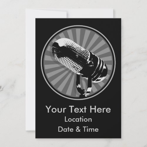 Black &amp; White Retro Microphone Emblem Custom Announcements