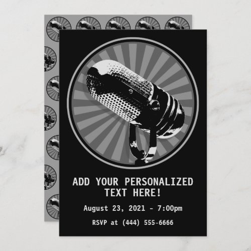 Retro Microphone Graphic Invitation