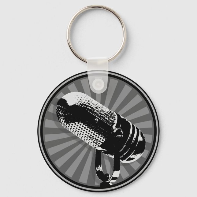 Retro Microphone Graphic Keychain (Front)