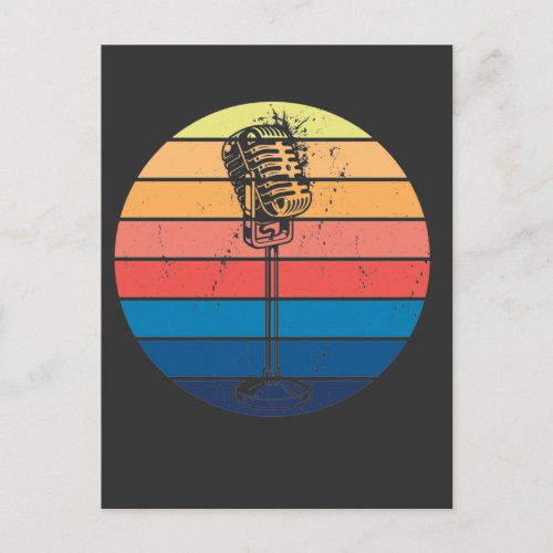 Retro Microphone Graphic Musical Karaoke Singer Postcard