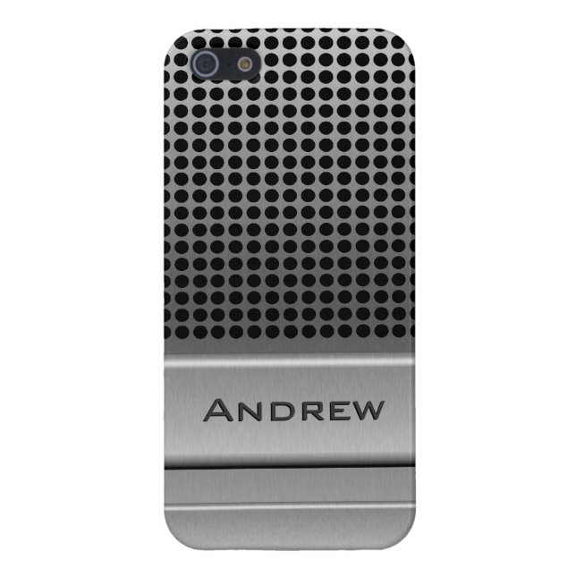 Retro Microphone Name Template iPhone Case (Back)