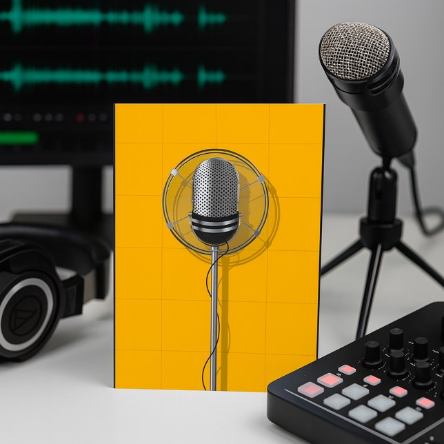 Retro Microphone on Bold Yellow Invitation (Creator Uploaded)