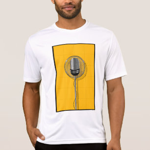 Retro Microphone on Bold Yellow T-Shirt