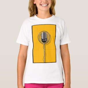Retro Microphone on Bold Yellow T-Shirt
