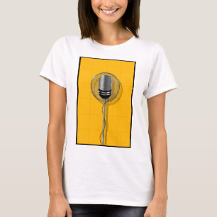 Retro Microphone on Bold Yellow T-Shirt