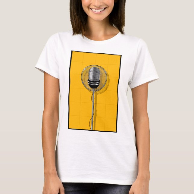 Retro Microphone on Bold Yellow T-Shirt (Front)