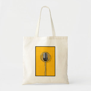 Retro Microphone on Bold Yellow Tote Bag