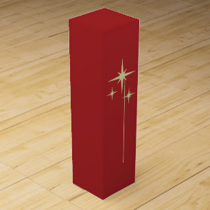 Retro Mid-Century 50s Happy Holidays Stars on Red Wine Box