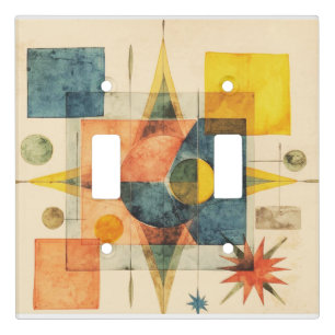 Retro Mid Century Atomic Geometric Pattern Light Switch Cover