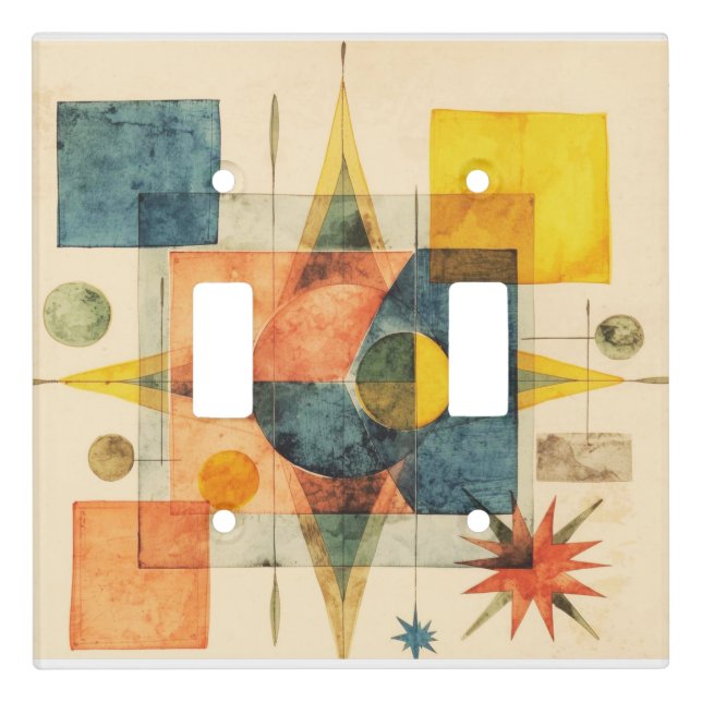 Retro Mid Century Atomic Geometric Pattern Light Switch Cover (Front)