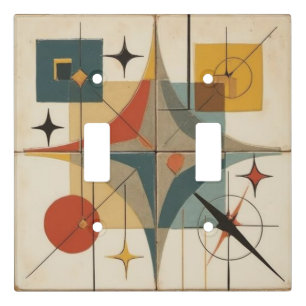 Retro Mid Century Atomic Geometric Pattern Light Switch Cover
