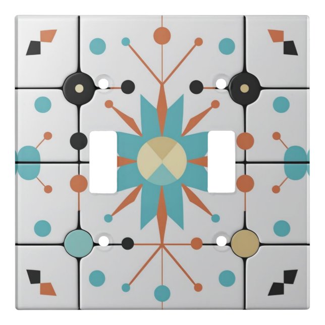 Retro Mid Century Atomic Geometric Pattern Light Switch Cover (Front)