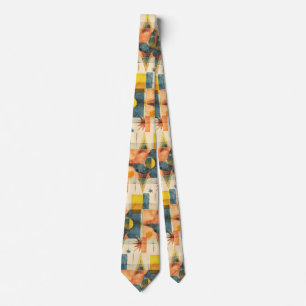 Retro Mid Century Atomic Geometric Pattern Neck Tie