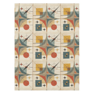 Retro Mid Century Atomic Geometric Pattern Tablecloth
