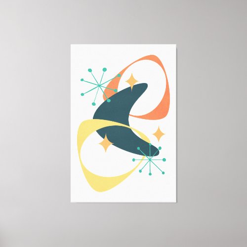 Retro Mid Century Atomic Space Age 20 Charcoal Canvas Print