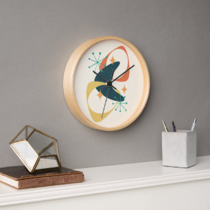 Retro Mid Century Atomic Space Age 20 Charcoal Clock