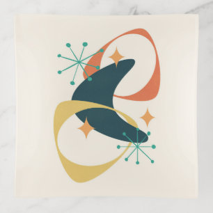 Retro Mid Century Atomic Space Age 20 Charcoal Trinket Tray