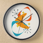 Retro Mid Century Atomic Space Age Abstract 20 Clock<br><div class="desc">Mid Century,  Atomic Age abstract. Inspired by the optimistic spirit of that era,  this design emerged from a desire to blend the iconic shapes of boomerangs and starbursts with a contemporary burst of bright,  uplifting colors.</div>