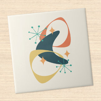 Retro Mid Century Atomic Space Age Abstract Ceramic Tile
