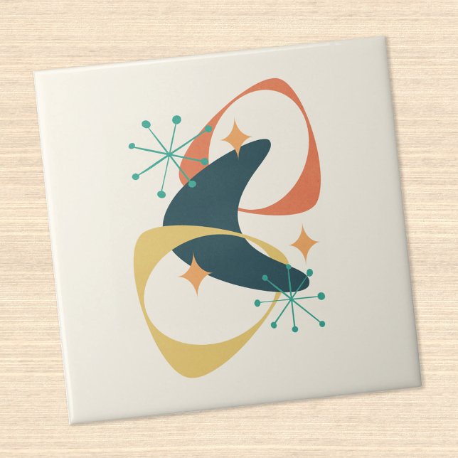 Retro Mid Century Atomic Space Age Abstract Ceramic Tile (Creator Uploaded)