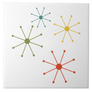 Retro Mid-Century Atomic Starburst Ceramic Tile