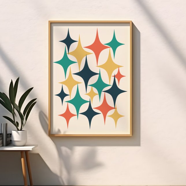 Retro Mid Century Atomic Starburst Star Framed Art (Creator Uploaded)