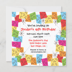 Retro Mid-Century Birthday Party Invitation