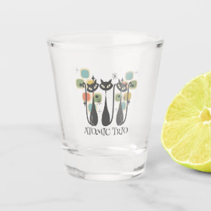 Retro Mid Century Black Atomic Cats MCM Shot Glass