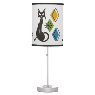 Retro Mid Century Black Cat Table Lamp