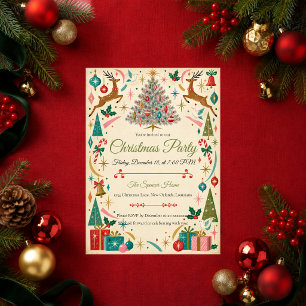Retro Mid Century Christmas Party Invitation