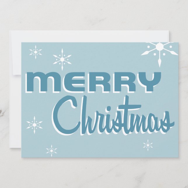 Retro Mid-Century Christmas Party Invitation Blue (Front)