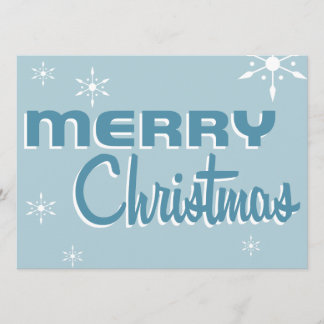 Retro Mid-Century Christmas Party Invitation Blue