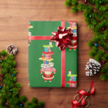 Retro Mid Century Christmas Santa with Gifts Wrapping Paper