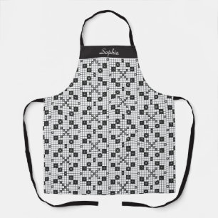 Retro Mid Century Crossword Puzzle Apron