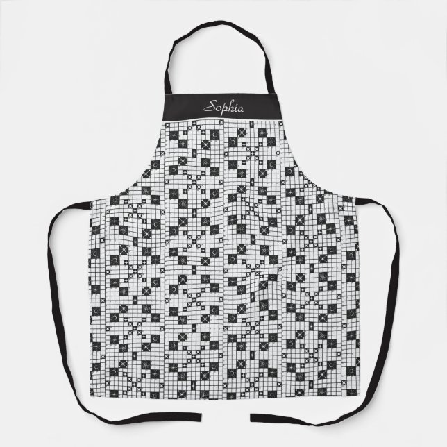 Retro Mid Century Crossword Puzzle Apron (Front)