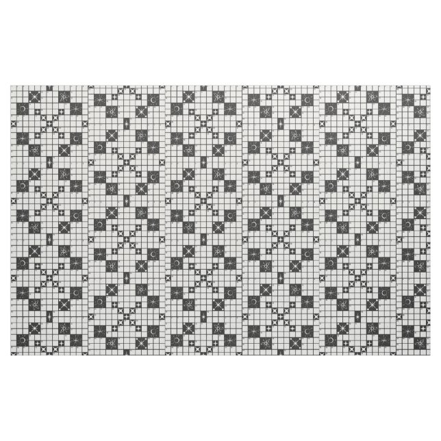 Retro Mid Century Crossword Puzzle Fabric (Fat Quarter)