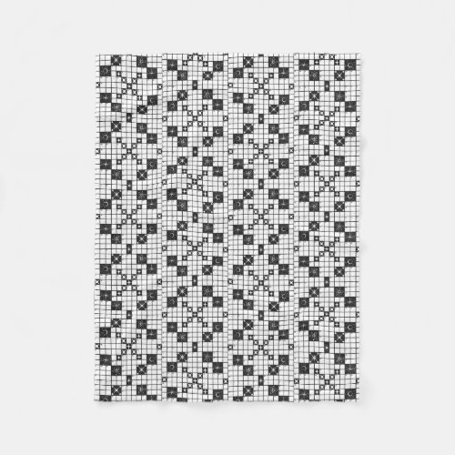 Retro Mid Century Crossword Puzzle Fleece Blanket