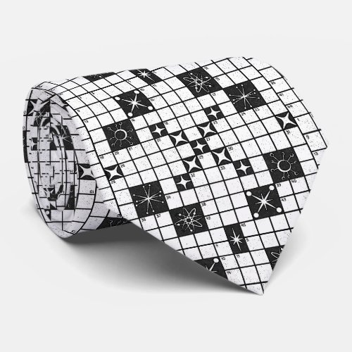 Retro Mid Century Crossword Puzzle Neck Tie