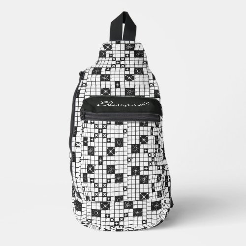 Retro Mid Century Crossword Puzzle Sling Bag