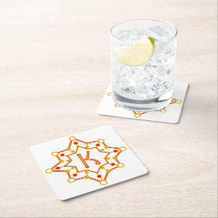 Retro Mid-Century Design Personalized Square Paper Coaster