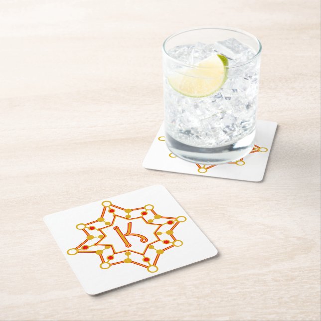 Retro Mid-Century Design Personalized Square Paper Coaster (Insitu)