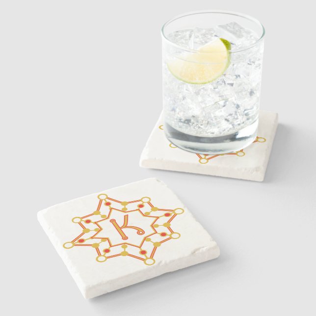 Retro Mid-Century Design Personalized Stone Coaster (Side)