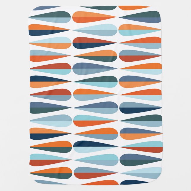Retro mid-century, drop shapes pattern. baby blanket (Front)