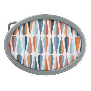 Retro mid-century, drop shapes pattern. belt buckle