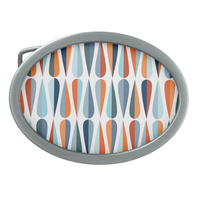 Retro mid-century, drop shapes pattern. belt buckle (Front)