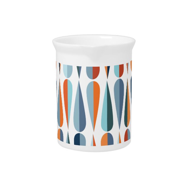 Retro mid-century, drop shapes pattern. beverage pitcher (Front)
