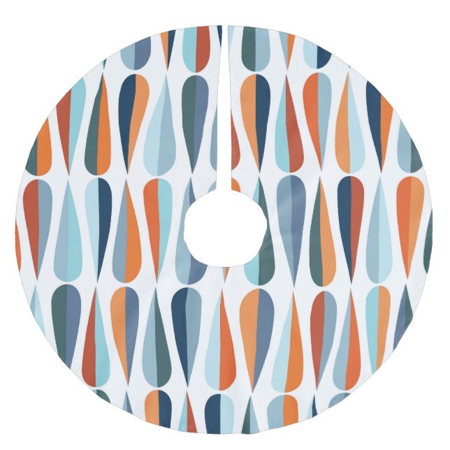 Retro mid-century, drop shapes pattern. brushed polyester tree skirt (Front)