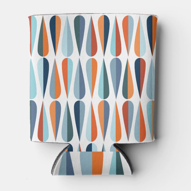Retro mid-century, drop shapes pattern. can cooler (Front)