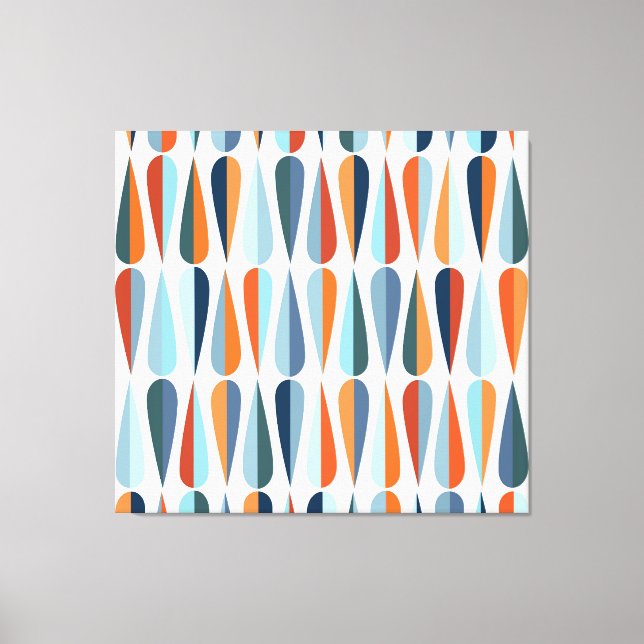 Retro mid-century, drop shapes pattern. canvas print (Front)