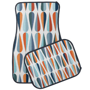 Retro mid-century, drop shapes pattern. car floor mat